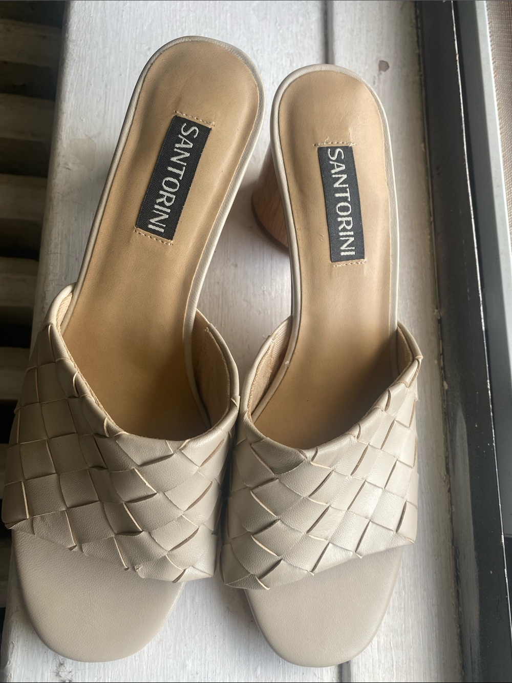 Santorini Cream Woven Slide Mules